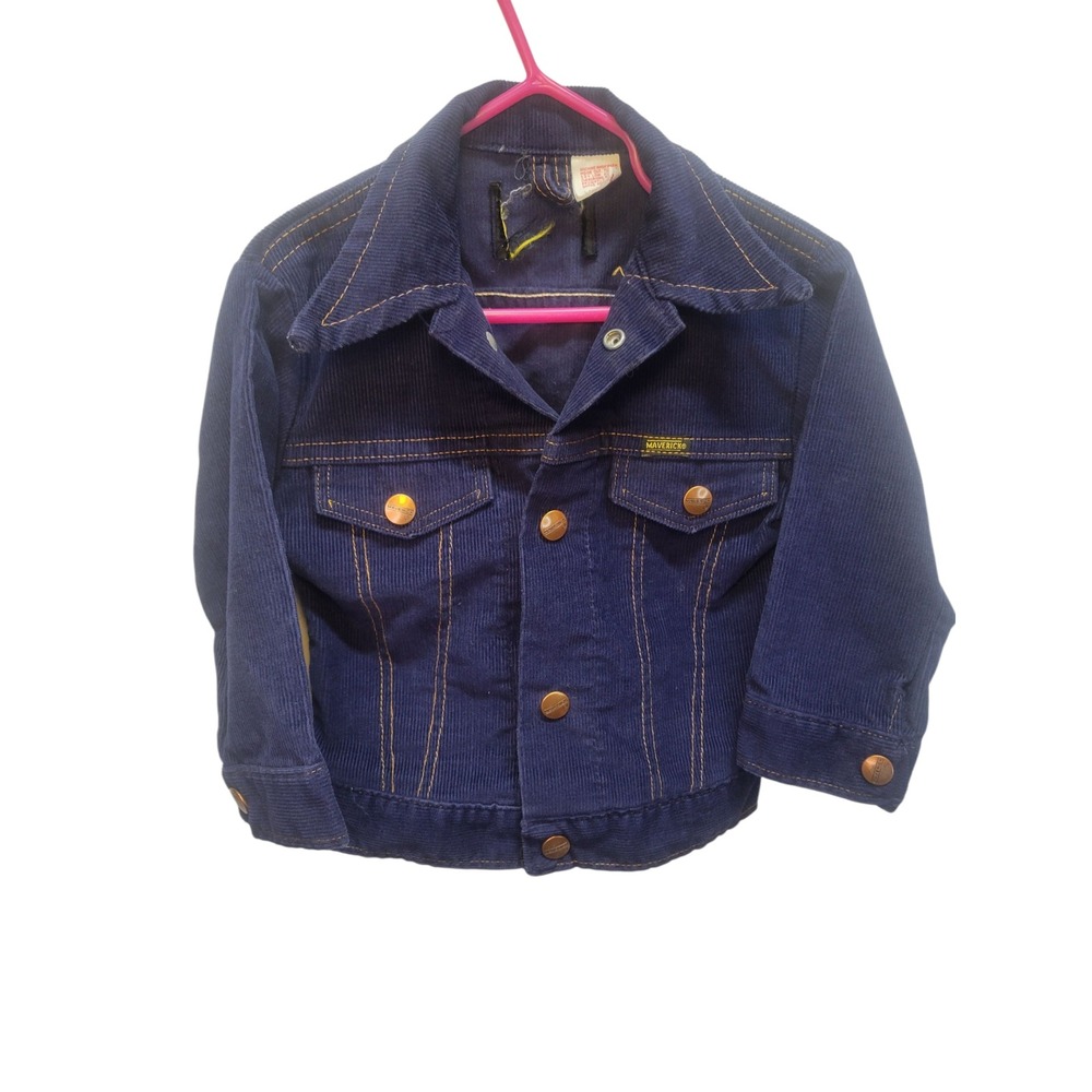 Vintage Maverick‎ Western Style Toddler Corduroy Jacket Navy Blue Cowboy Small
